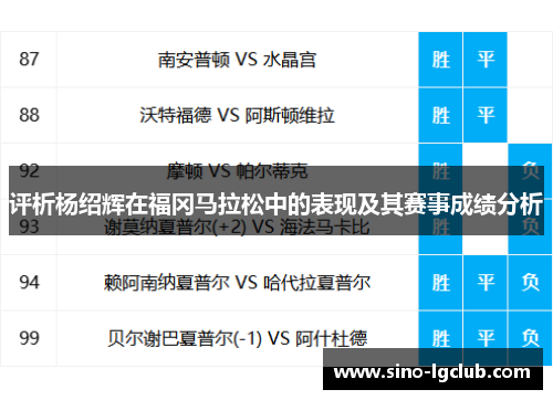 评析杨绍辉在福冈马拉松中的表现及其赛事成绩分析