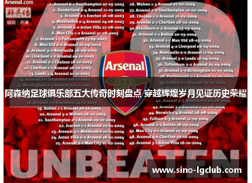 阿森纳足球俱乐部五大传奇时刻盘点 穿越辉煌岁月见证历史荣耀 阿森纳足球俱乐部五大传奇时刻盘点 穿越辉煌岁月见证历史荣耀